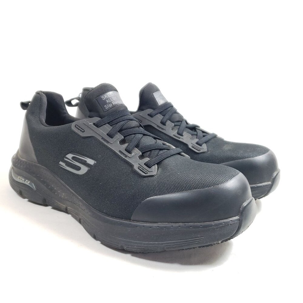 Skechers Mens Size 12 Slip Resistant Work Shoes Black ASTM F2413-18 EH Alloy Toe
